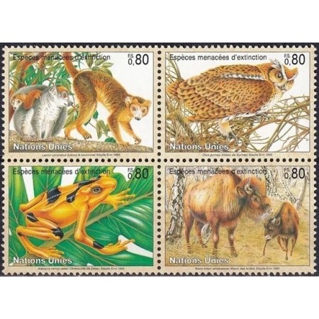 ONU Geneva 1995 - Fauna protejata, animale, serie neuzata
