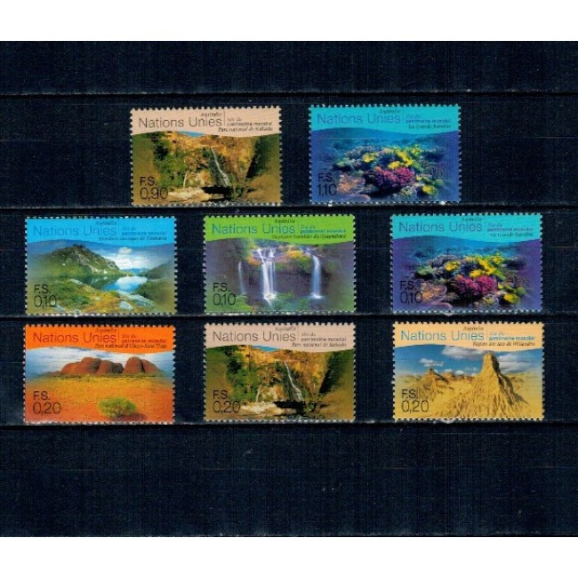 ONU Geneva 1999 - Situri UNESCO, peisaje, Australia, serie neuzata