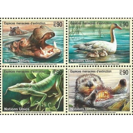 ONU Geneva 2000 - Fauna protejata, animale, serie neuzata