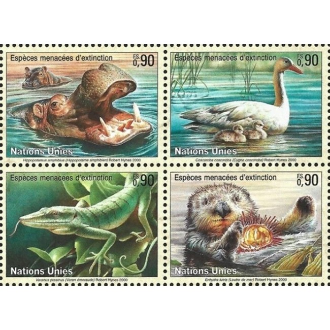 ONU Geneva 2000 - Fauna protejata, animale, serie neuzata