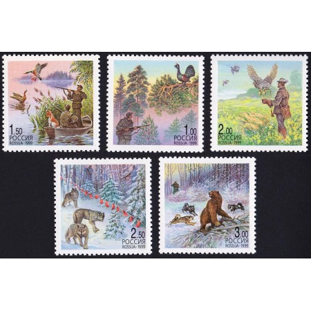 Rusia 1999 - Vânătoarea, fauna, animale, serie neuzata