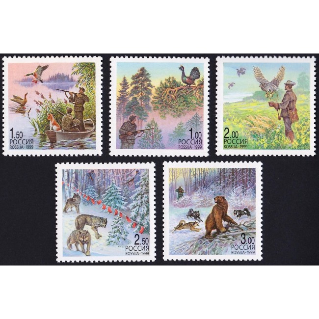 Rusia 1999 - Vânătoarea, fauna, animale, serie neuzata