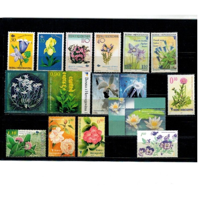 Bosnia Herzegovina - Lot timbre neuzate, tematica flori, flora
