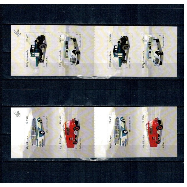 Islanda 2013 - Mașini de epoca, serie timbre autocolant in carnet