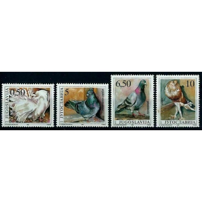 Iugoslavia 1990 - Păsări, porumbei, serie neuzata