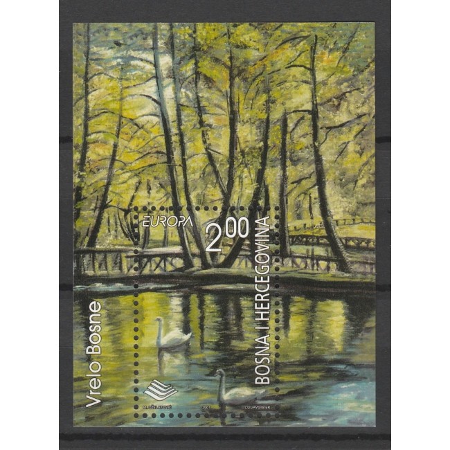 Bosnia 2001 - Europa, păduri, lebede, colita neuzata