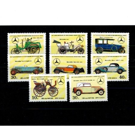 DPR Korea 1986 - Mașini de epoca, Mercedes Benz, serie neuzata