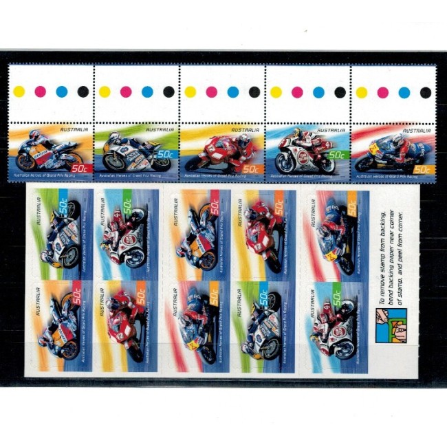 Australia 2004 - Motociclete, motociclism, serie neuzata, cu timbrele autocolant