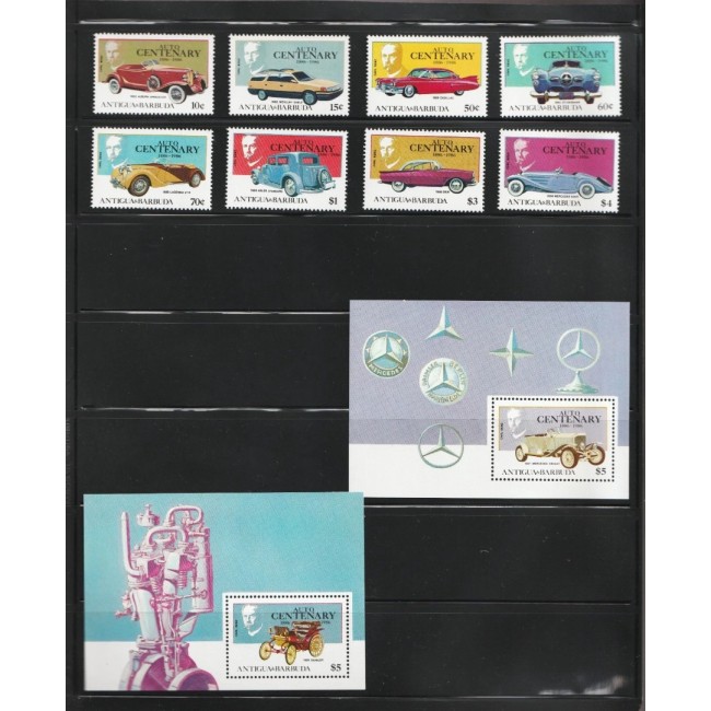 Antigua Barbuda 1986 - Centenarul automobilului, mașini de epoca, serie si colite neuzate
