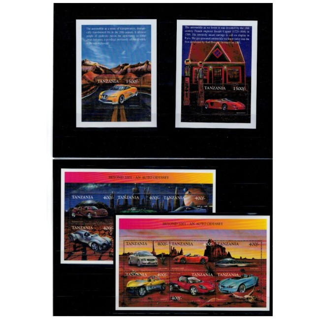 Tanzania 1999 - Mașini de epoca, serie blocuri si colite neuzate