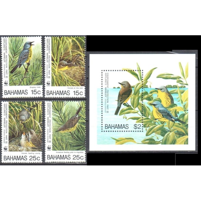 Bahamas 1995 - Păsări, fauna WWF, serie si colita neuzata