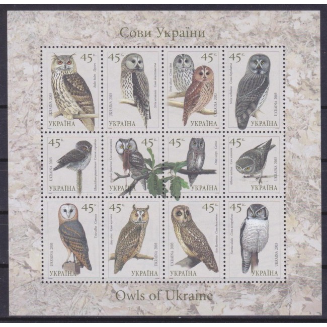 Ucraina 2003 - Bufnite, păsări, minicoala neuzata
