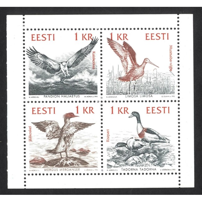 Estonia 1992 - Păsări, bloc neuzat