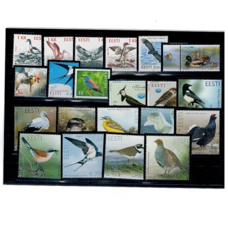 Estonia - Lot timbre neuzate, tematica păsări