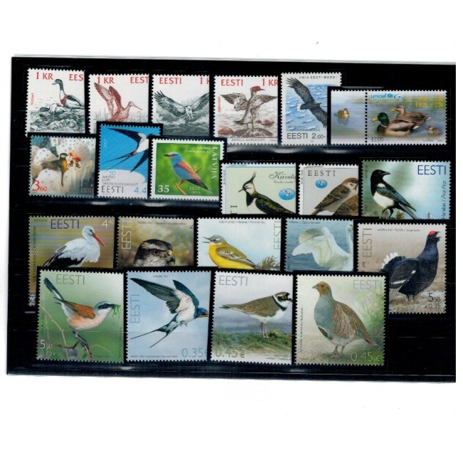 Estonia - Lot timbre neuzate, tematica păsări