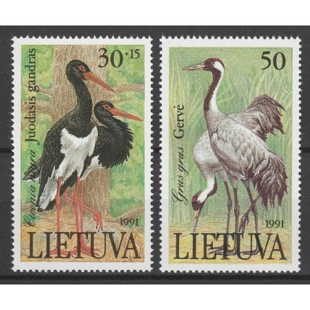 Lituania 1991 - Păsări, berze, cocori, serie neuzata