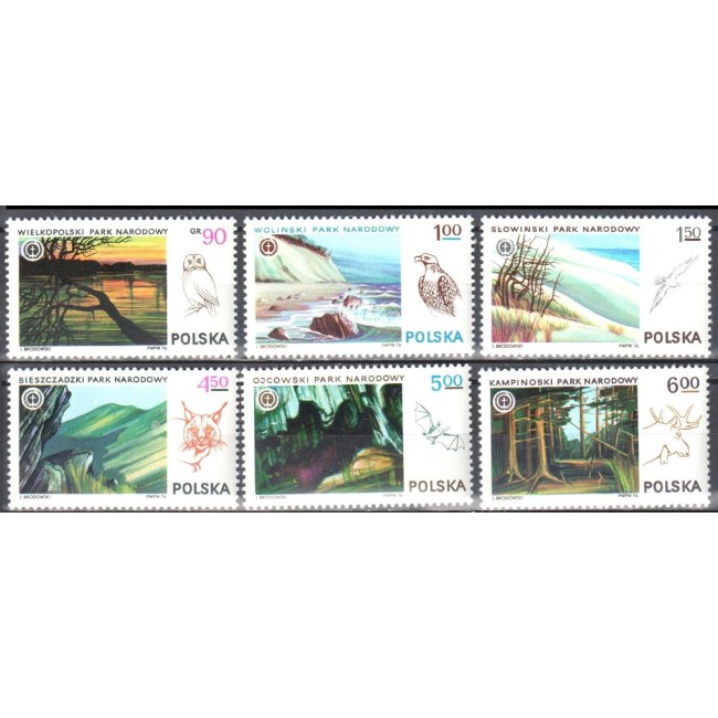 Polonia 1976 - Parcuri naționale, fauna-flora, serie neuzata