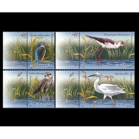 2009 - Păsări din Delta Dunării, serie neuzata cu tabs