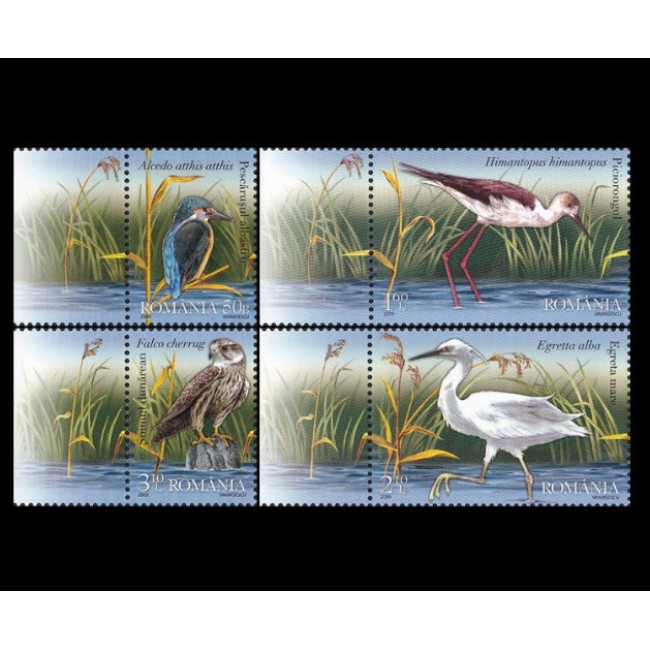 2009 - Păsări din Delta Dunării, serie neuzata cu tabs