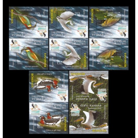 2012 - Păsări acvatice, serie perechi tete-beche neuzate