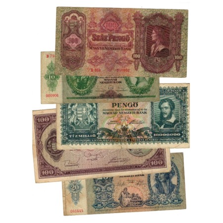 Ungaria 1930-1946 - Lot 5 bancnote, circulate