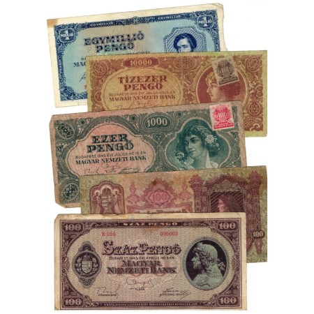Ungaria 1930 -1946 - Lot 5 bancnote, circulate