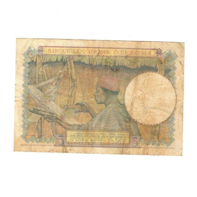 Africa Occidentala Franceza 1942 - 5 franci, circulat