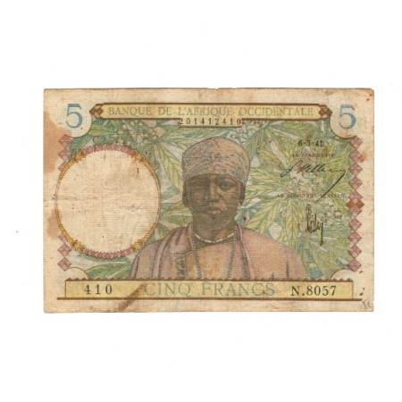 Africa Occidentala Franceza 1941 - 5 franci, circulat