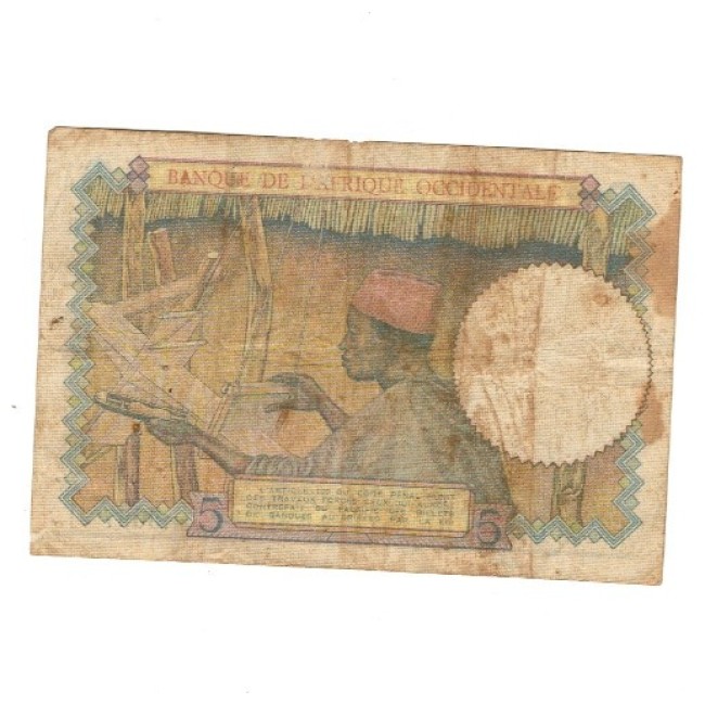 Africa Occidentala Franceza 1941 - 5 franci, circulat