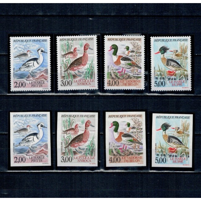 Franta 1993 - Păsări, rate, serie dantelata si nedantelata neuzata