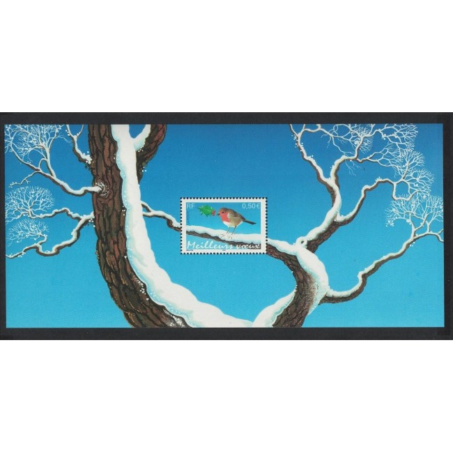 Franta 2003 - Crăciun, păsări, bloc neuzat, cota mare