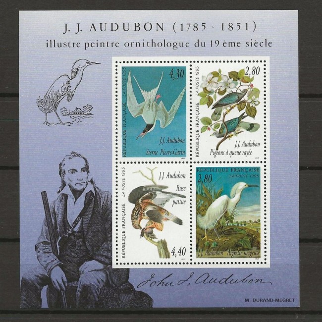 Franta 1995 - Păsări, Audubon, bloc neuzat