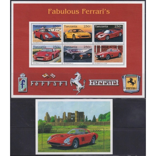 Tanzania 1996 - Ferrari, mașini de epoca, colita si bloc neuzat