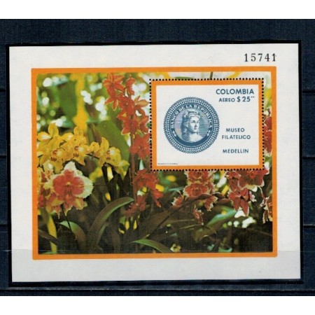 Columbia 1977 - Muzeul filatelic din Medelin, flori, timbru pe timbru, colita neuzata