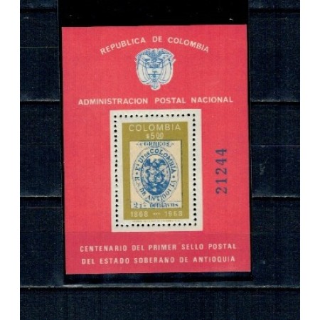 Columbia 1968 - Expo filatelic, timbru pe timbru, colita neuzata