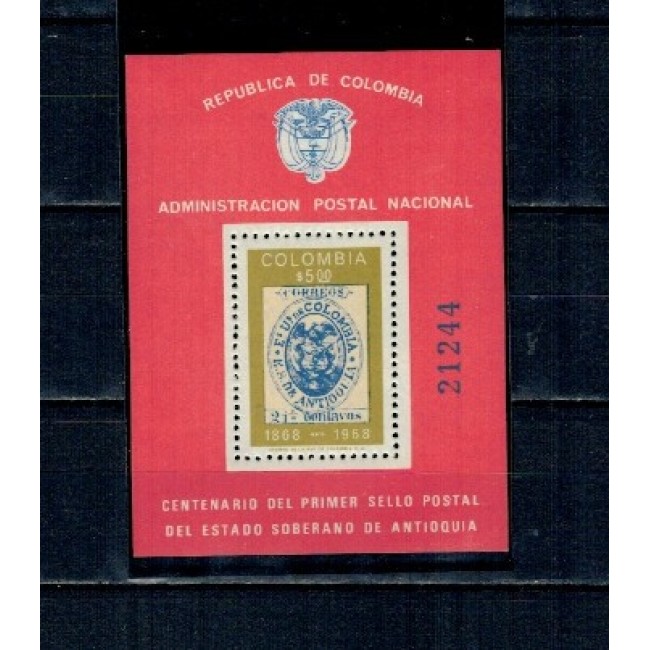 Columbia 1968 - Expo filatelic, timbru pe timbru, colita neuzata