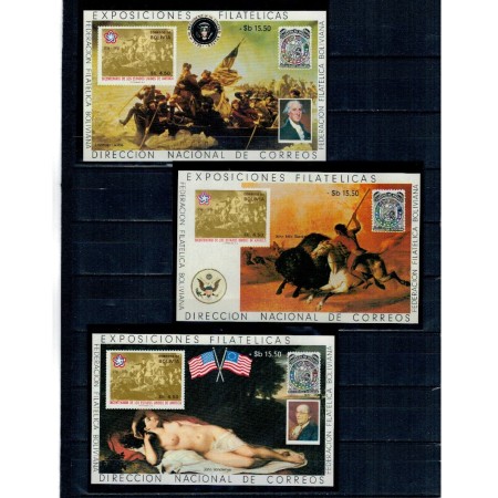 Bolivia 1976 - Bicentenarul Independentei SUA, picturi, arta, serie colite neuzate