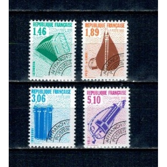 Franta 1990 - Instrumente muzicale, uzuale preobliterate, serie neuzata