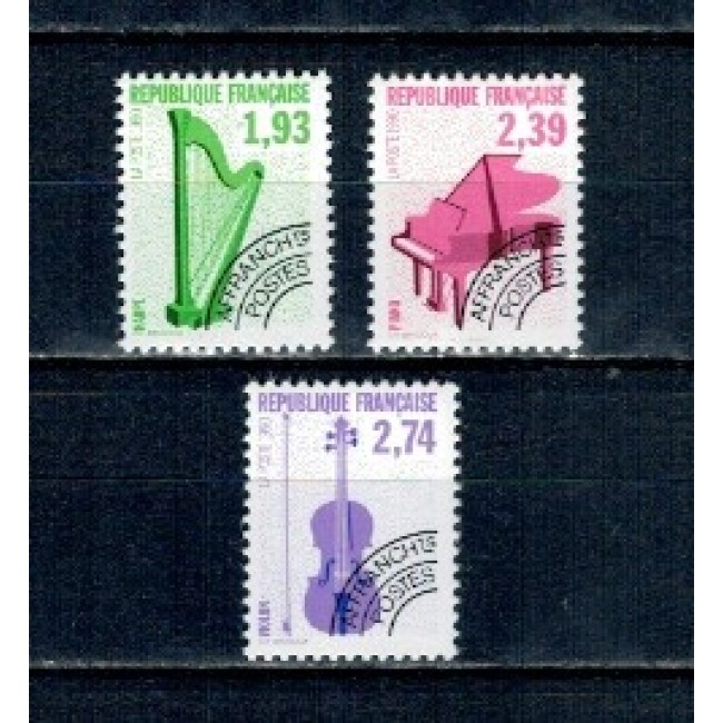 Franta 1990 - Instrumente muzicale (II), uzuale preobliterate, serie neuzata