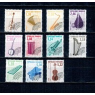 Franta 1992 - Instrumente muzicale, uzuale preobliterate, serie neuzata, bine cotate