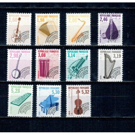 Franta 1992 - Instrumente muzicale, uzuale preobliterate, serie neuzata, bine cotate