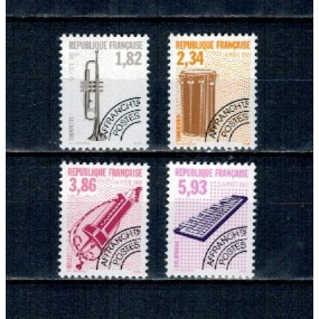 Franta 1993 - Instrumente muzicale, uzuale preobliterate, serie neuzata