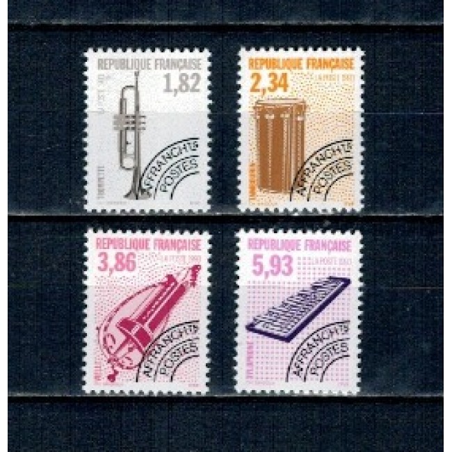 Franta 1993 - Instrumente muzicale, uzuale preobliterate, serie neuzata