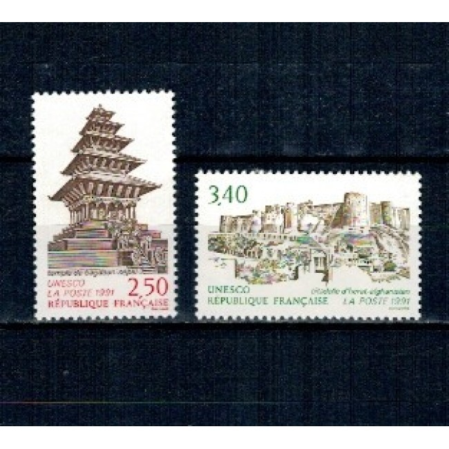 Franta 1991 - Situri UNESCO, monumente, serie neuzata
