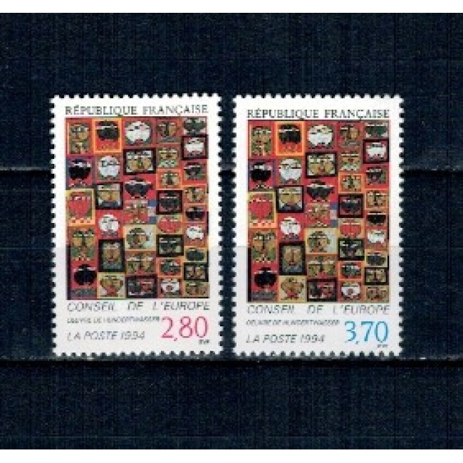 Franta 1994 - Consiliul Europei, picturi, arta, serie neuzata