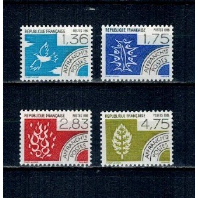 Franta 1988 - Cele 4 elemente, uzuale preobliterate, serie neuzata