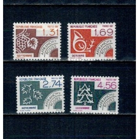 Franta 1987 - Lunile anului, septembrie-decembrie, uzuale preobliterate, serie neuzata