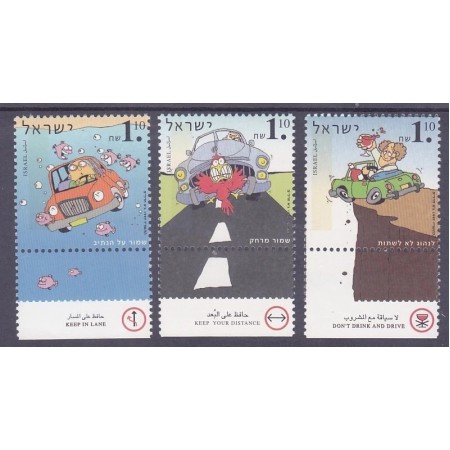 Israel 1997 - Siguranța rutiera, desene, serie neuzata cu tab
