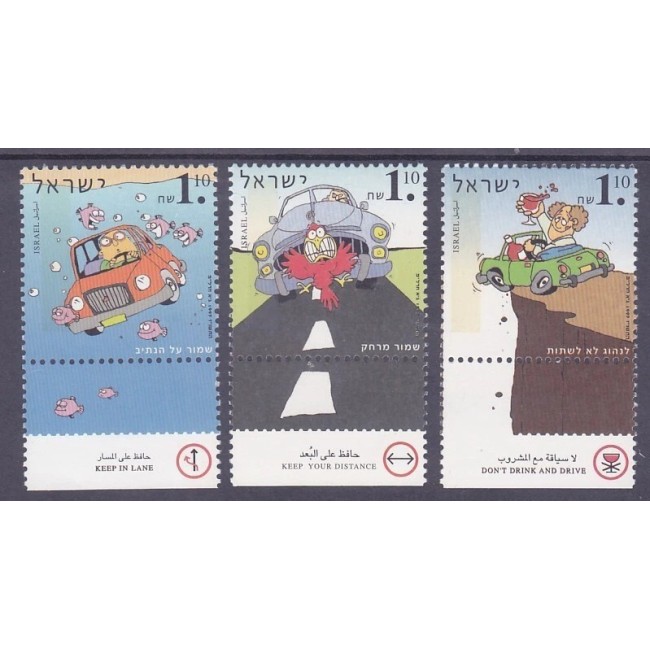 Israel 1997 - Siguranța rutiera, desene, serie neuzata cu tab