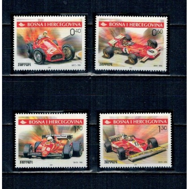 Bosnia 2001 - Automobile Ferrari, Formula 1, serie neuzata